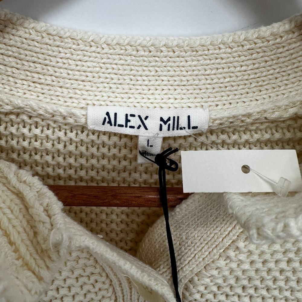 ALEX MILL NWT Evereve Nico Cotton Knit Button Front Cardigan in Ivory // L - Picture 9 of 15